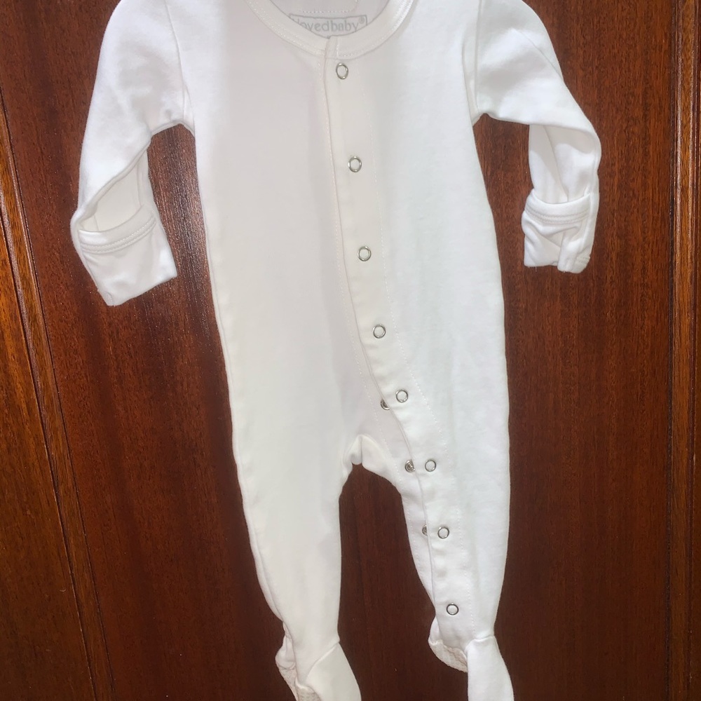 LOVED BABY WHITE FOOTED ONESIE